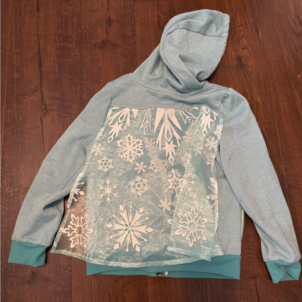 Disney Frozen Kids Sparkly Blue Hoodie - Picture 2 of 3